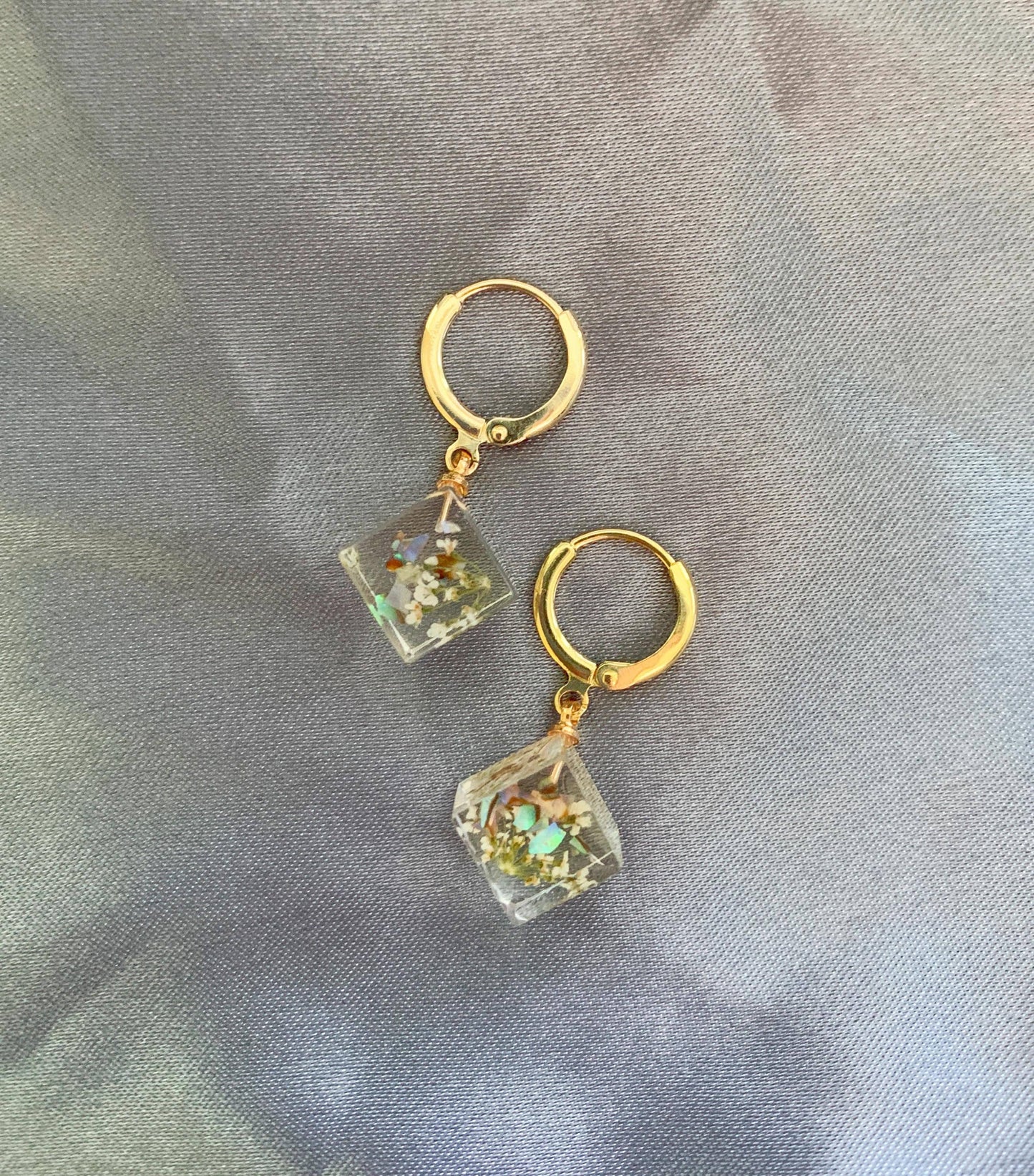 Preserved Dandelion Cube Earrings