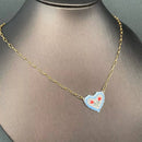 Flower Heart Charm Necklace-2