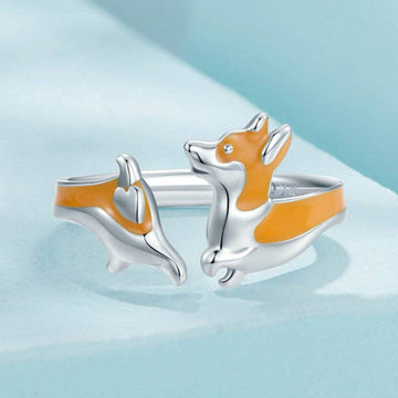 Enamel Welsh Corgi Ring