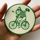 Feminist Fish Riding Bicycle Sticker-1