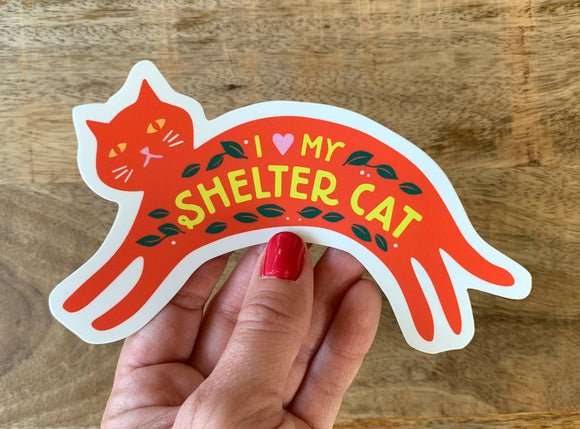 I Love My Shelter Cat Sticker