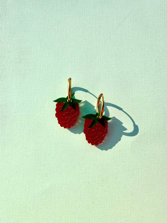 Raspberries Huggie Earrings