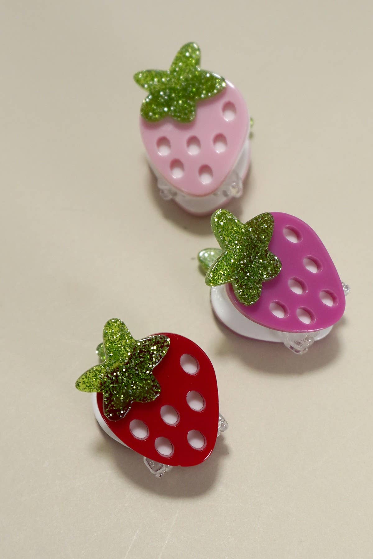 Mini Strawberry Glitter Hair Clips