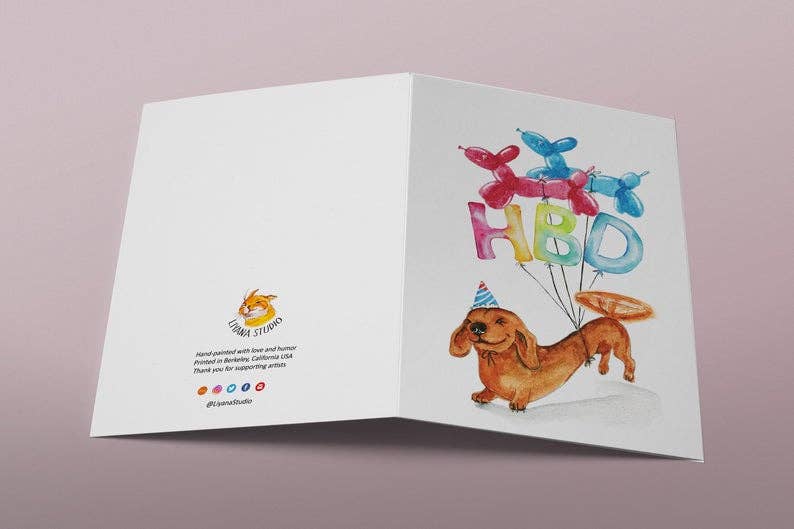 HBD Wiener Dog Birthday Card