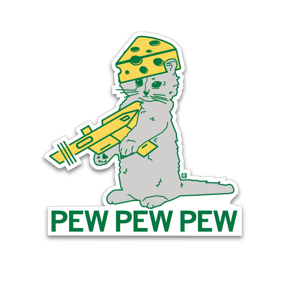 Cheesehead Pew Pew Pew Sticker