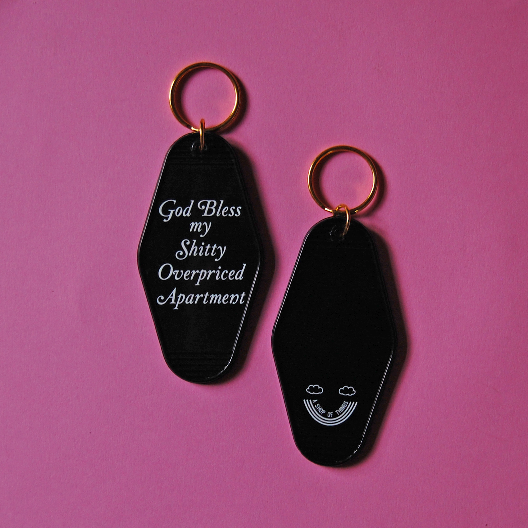 God Bless my Shitty Apartment keychain - 0