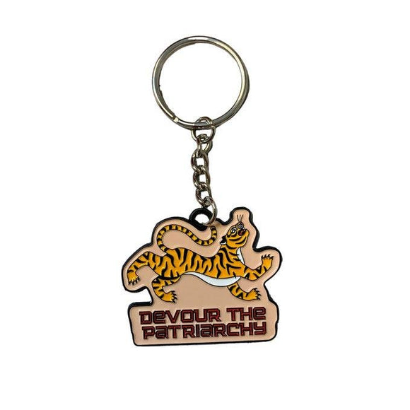 Feminist Devour the Patriarchy Tiger Keychain