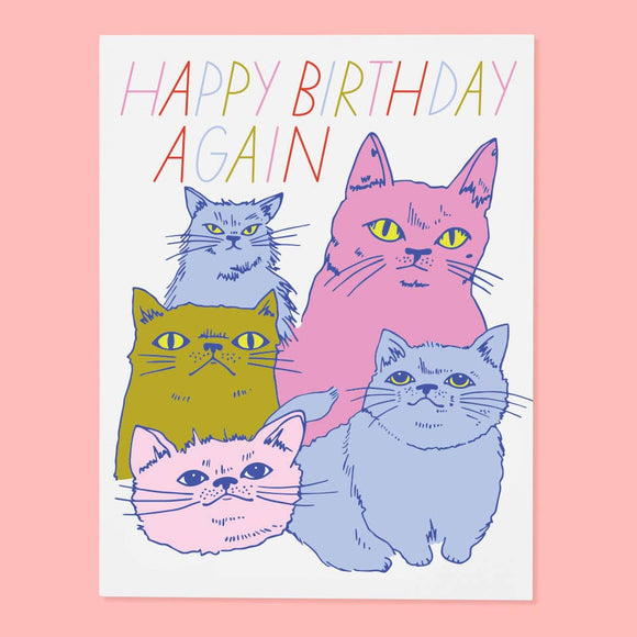Cats Again Birthday Card