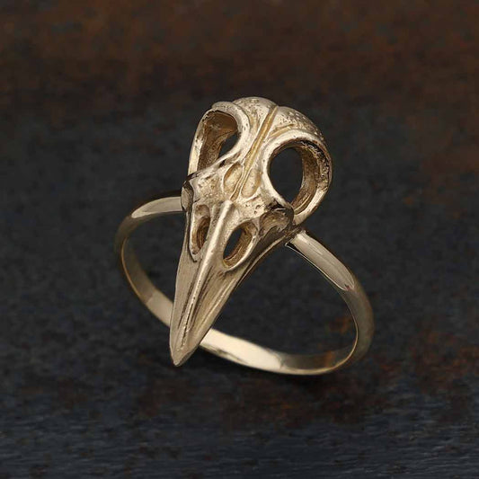 Raven Skull Bronze Ring