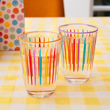 Striped Tall Glass Tumblers - 0