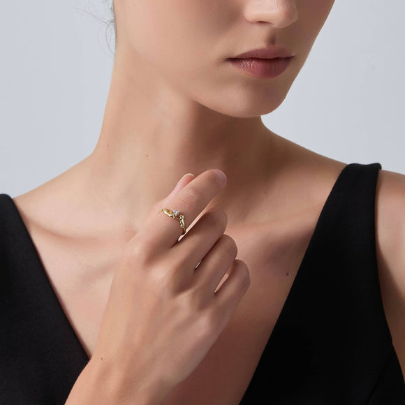 Dainty Cat Heart Stacking Bypass Ring