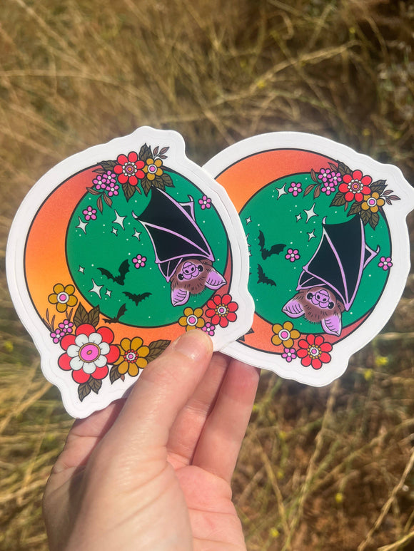Cute Bat Moon Sticker