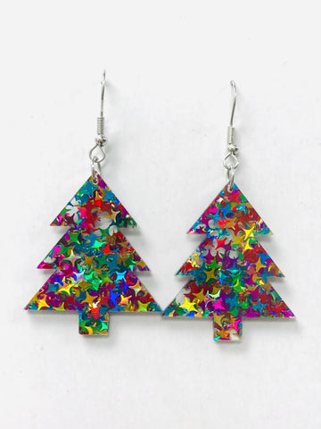 Glitter Christmas Tree Earrings
