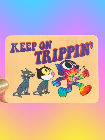 Keep On Trippin' Cat Sticker - 0