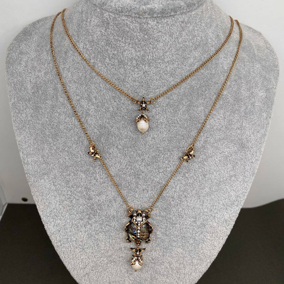 Beetle Double Chain Necklace