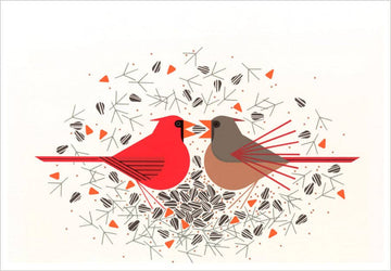 Cardinal Courtship Charley Harper Birthday Card