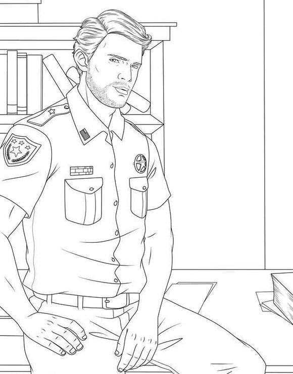 Men in Uniform Adult Coloring Book