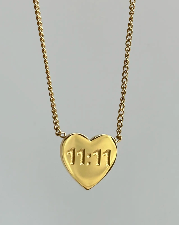 11:11 Heart Angel Number 14K Plated Necklace