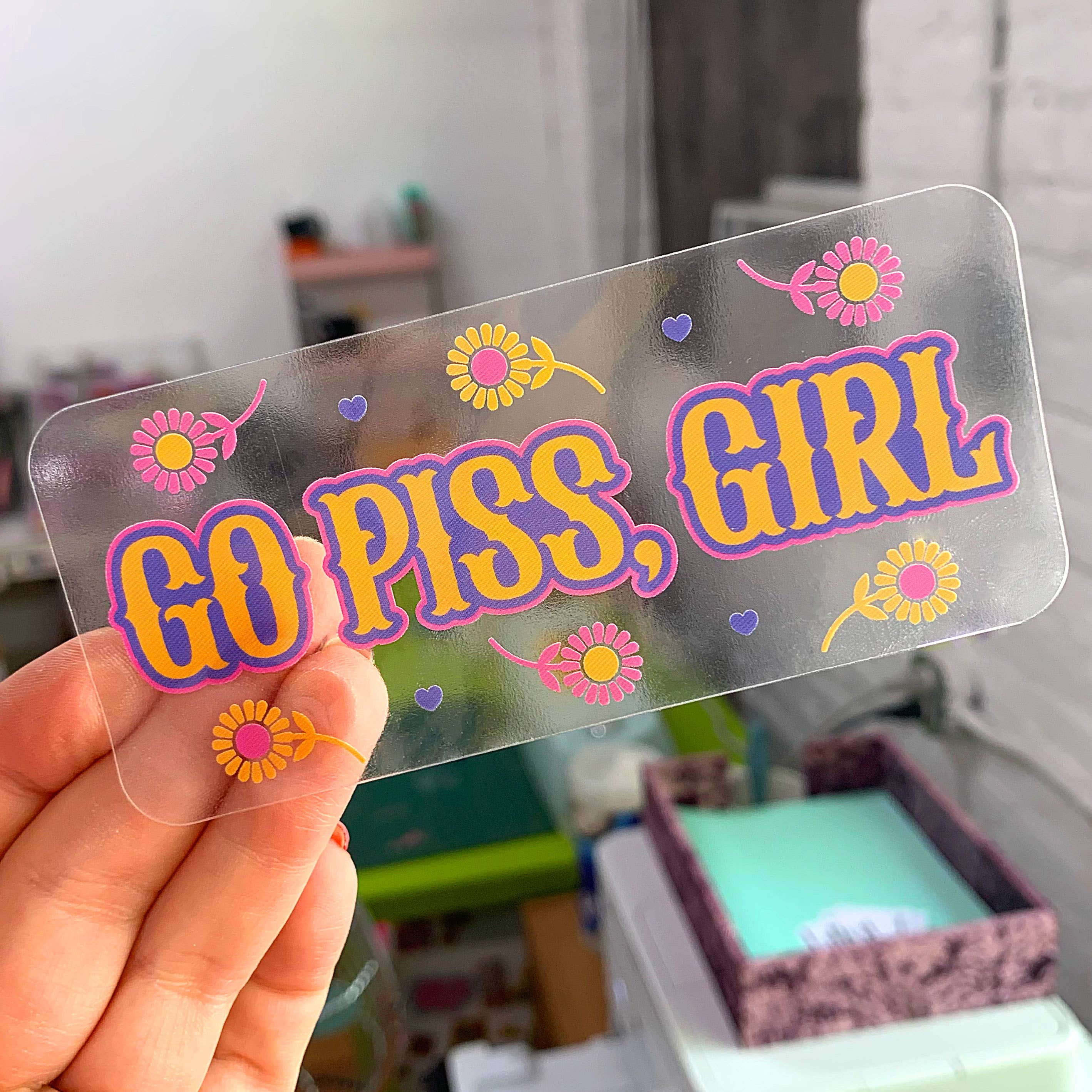 Go Piss, Girl Clear Decal Sticker
