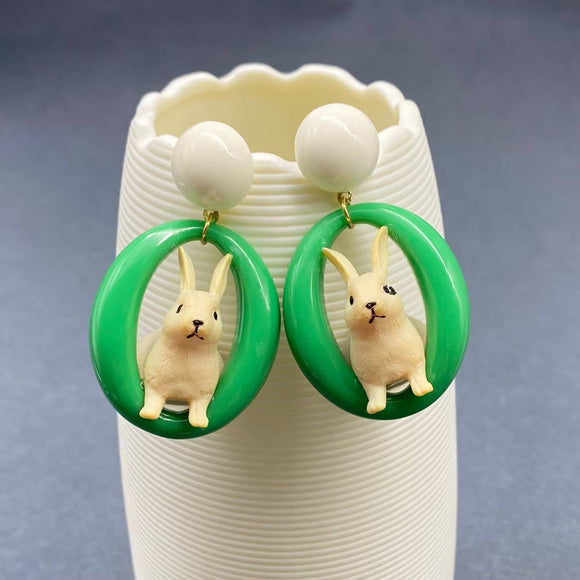 Resin Rabbit Dangle Earrings