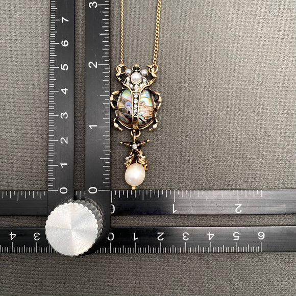 Beetle Double Chain Necklace