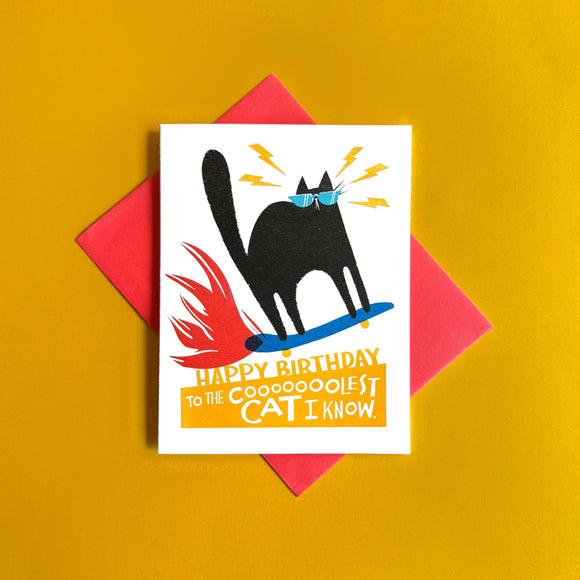 Cool Cat Risograph Birthday Card