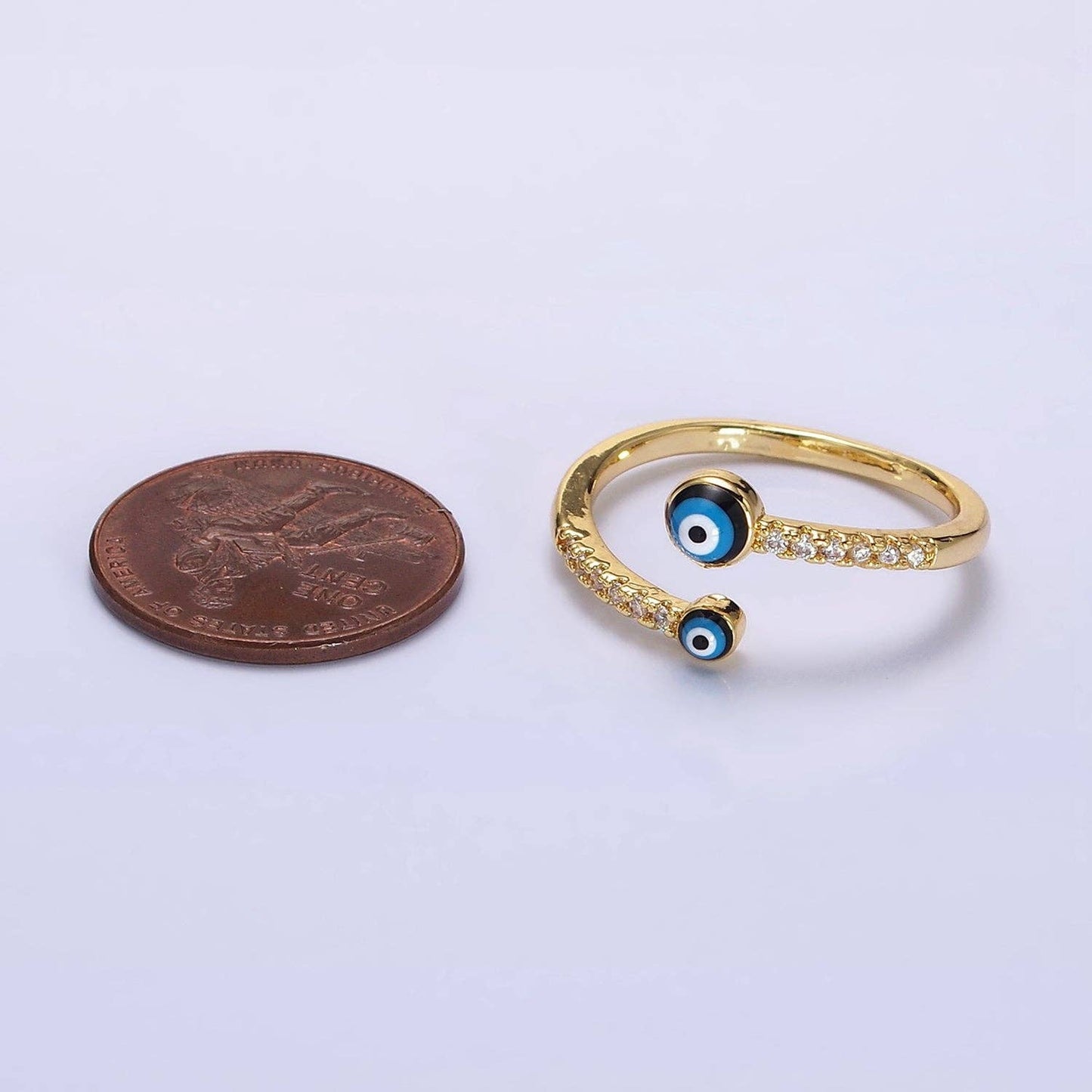 Double Evil Eye Adjustable Ring