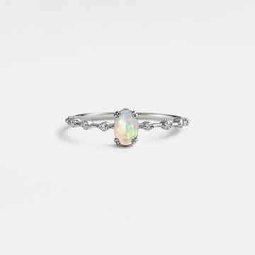 Dainty Opal Cabochon Ring - 0