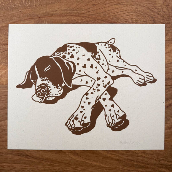 German Shorthaired Pointer Hearts Silkscreen Print