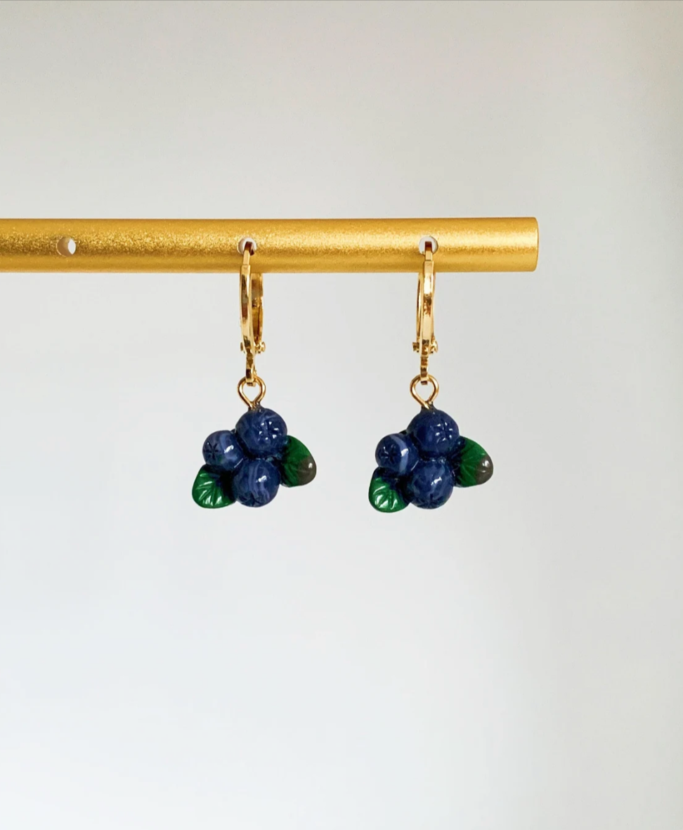 Blueberry Huggie Earrings