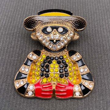 Rhinestone Enamel Clown Brooch - 0