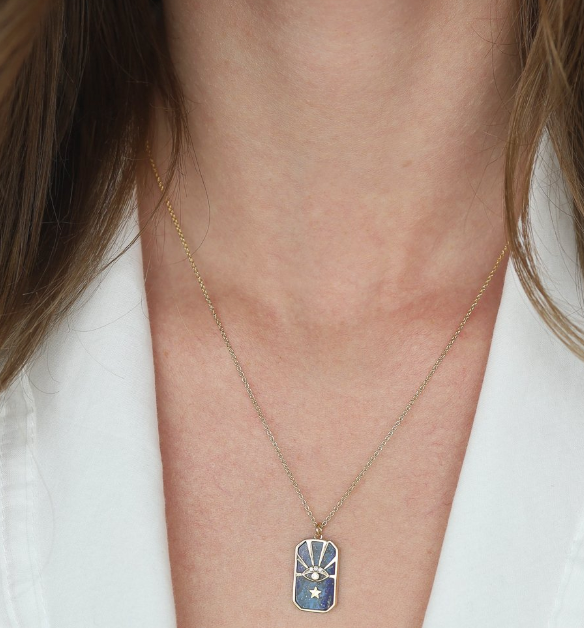 Evil Eye Blue Lapis 14K Plated Necklace