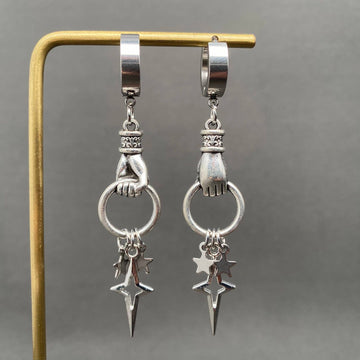 Goth Hand Stars Huggie Earrings - 0