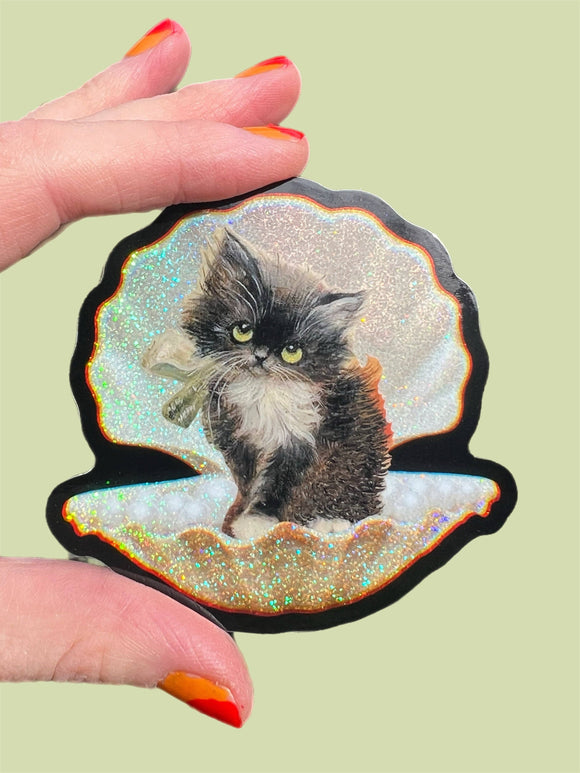 Kitty in a Shell Sticker