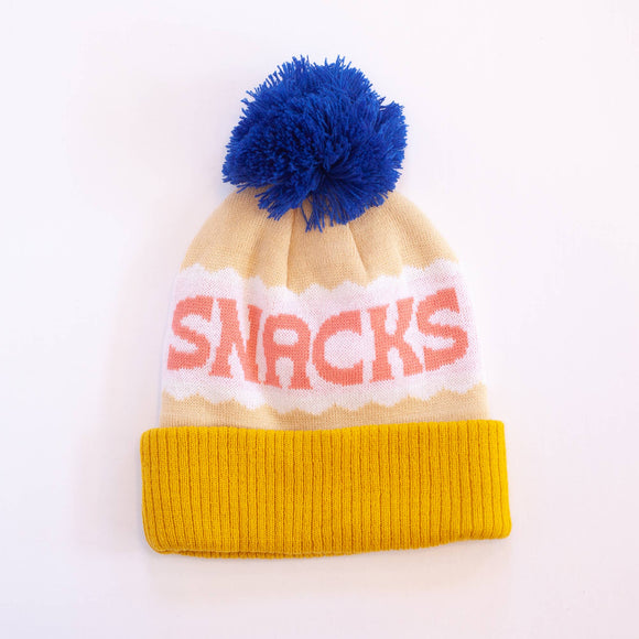 Snacks Yellow Pom Pom Beanie Hat