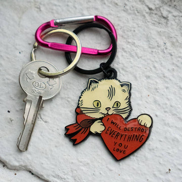 Destroy Cat Keychain with Bag Clip - 0