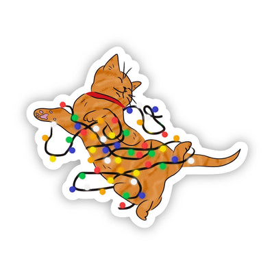 Cat Christmas Lights Sticker