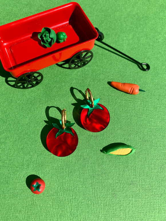 Tiny Tomatoes Huggie Earrings