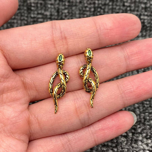Green Jewel Snake Post Earrings