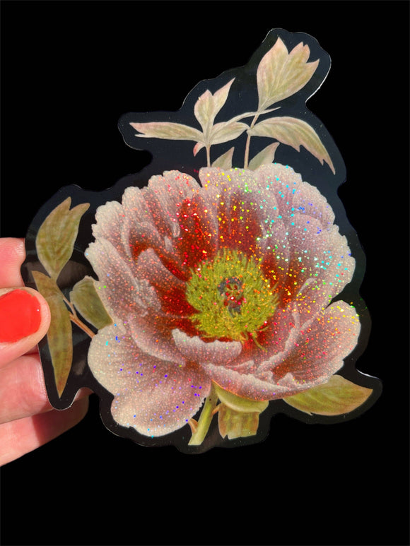 Peony Glitter Sticker