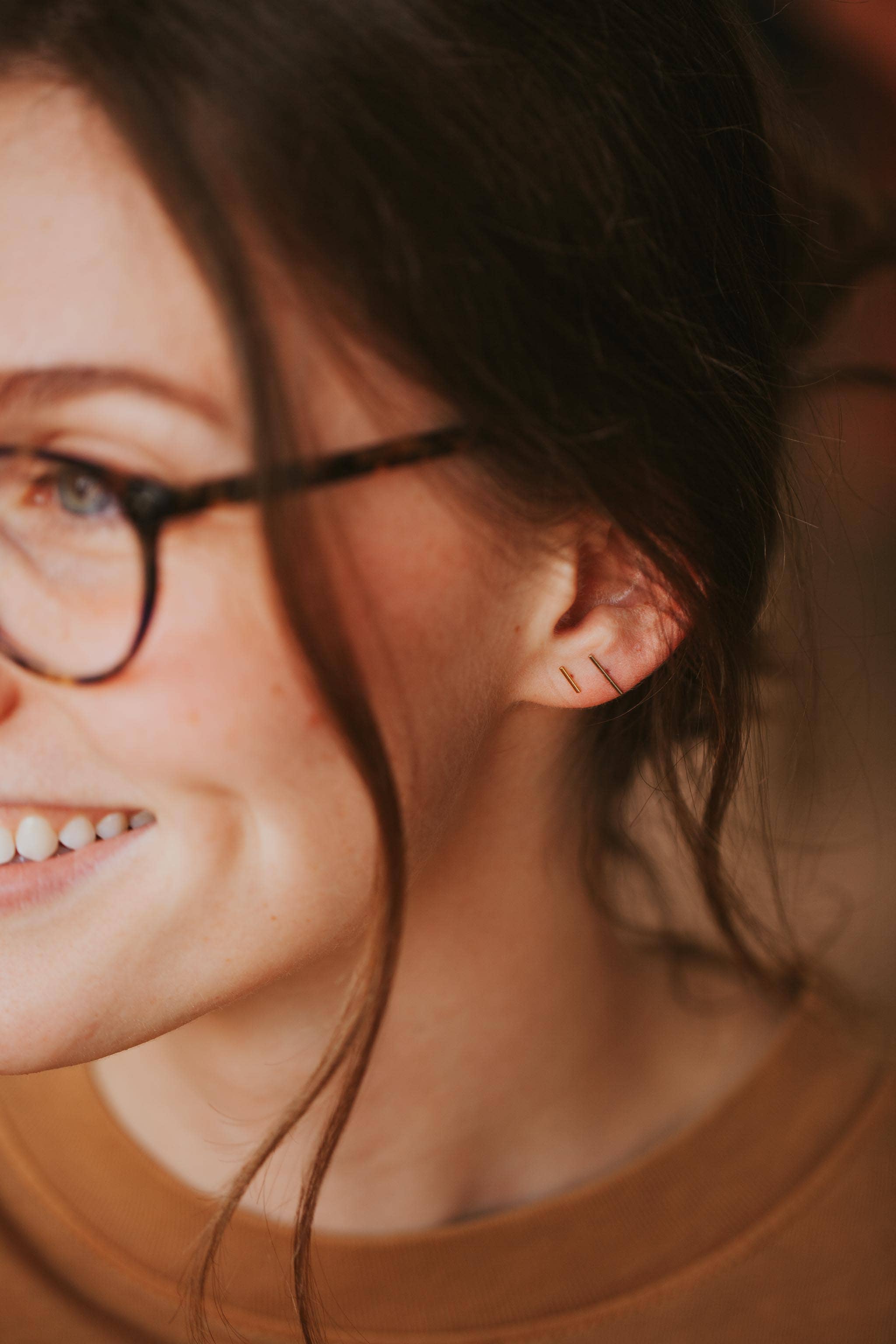 Hello Adorn: Tiny Bar Studs Earrings - 0