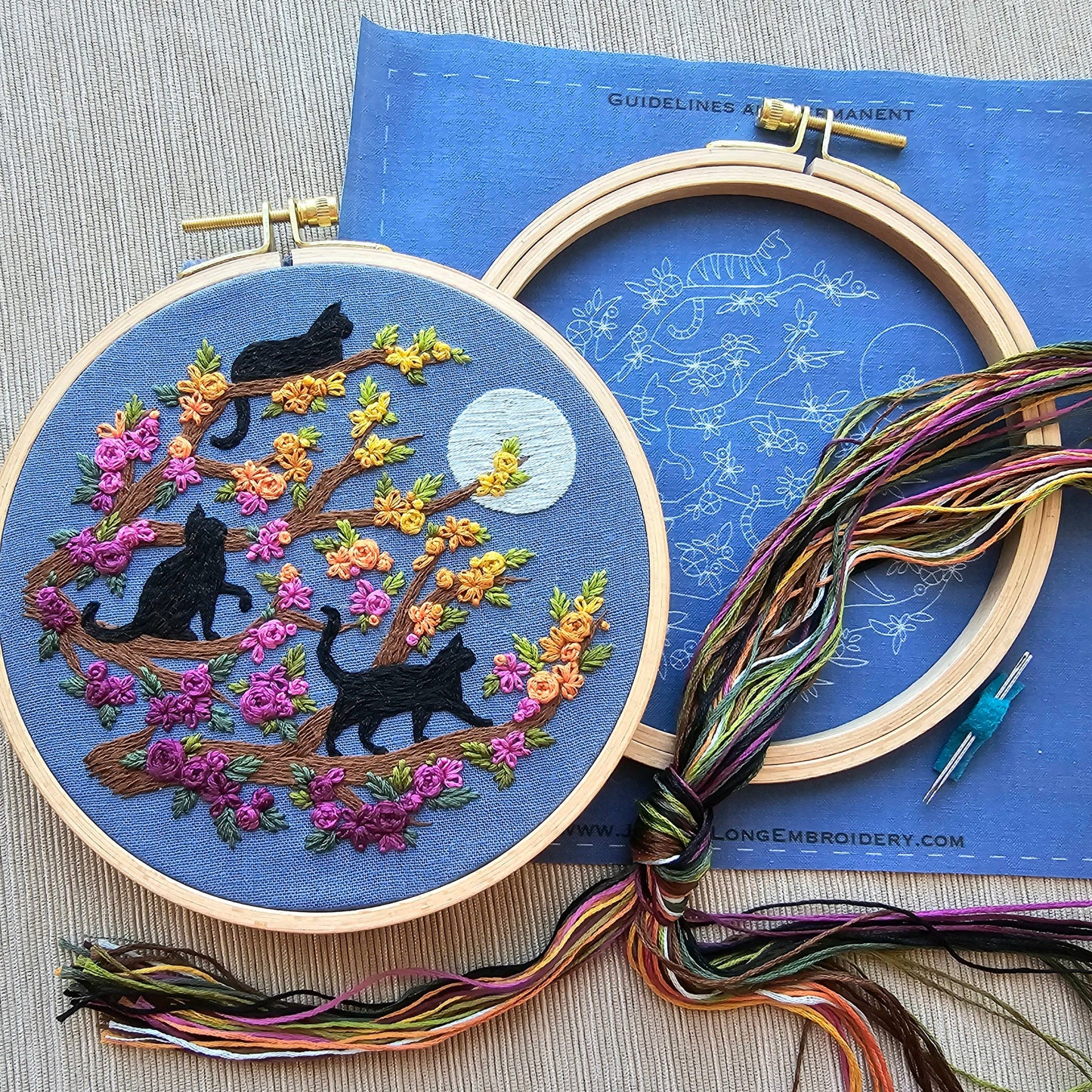 Cats & Full Moon Embroidery Kit