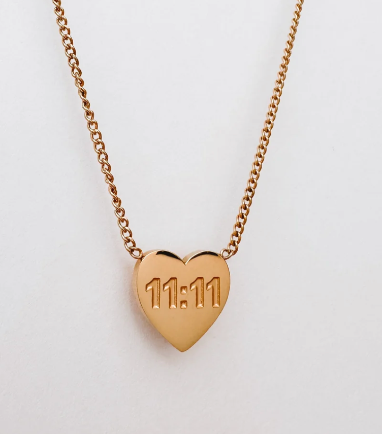 11:11 Heart Angel Number 14K Plated Necklace