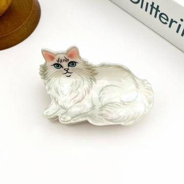 White Cat Claw Clip