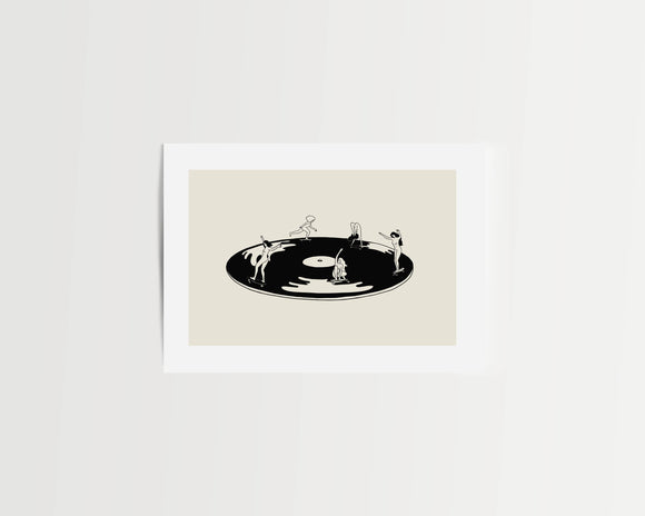 "Skate Session on Vinyl Record" Minimal Art Print
