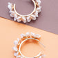 Pearly Flower Hoop Earrings