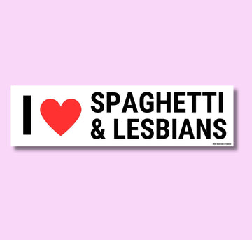 I Love Spaghetti & Lesbians Bumper Sticker