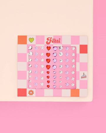 Purple and Red Heart and Star Face Gems - 0