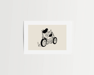 "Biker Chick" Minimal Moto Art Print - 0