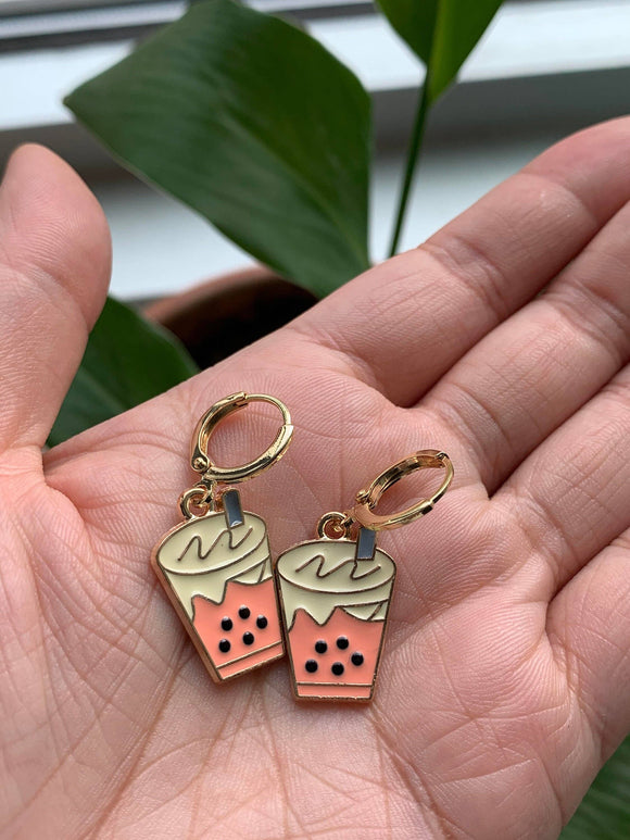 Bubble Tea Huggie Earrings